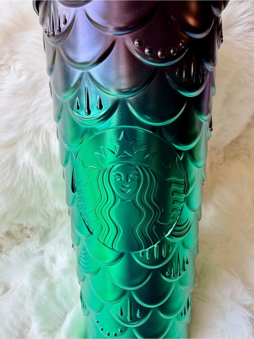 Starbucks Iridescent Purple to Green Mermaid Scale Tumbler